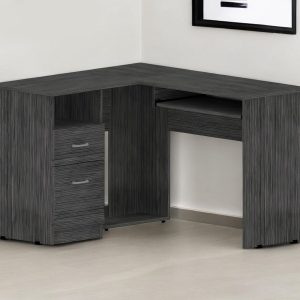 41" Gray L Shape Computer Desk With Two Drawers
