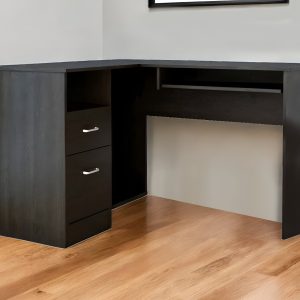 41" Black L Shape Computer Desk With Two Drawers