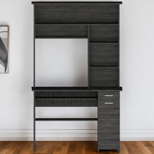 43" Gray Computer Desk With Hutch