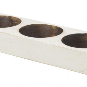 Distressed White 3 Hole Cheese Mold Candle Holder