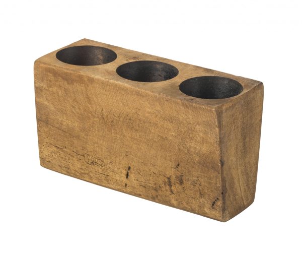 Distressed Maple Stain 3 Hole Sugar Mold Candle Holder - Image 2
