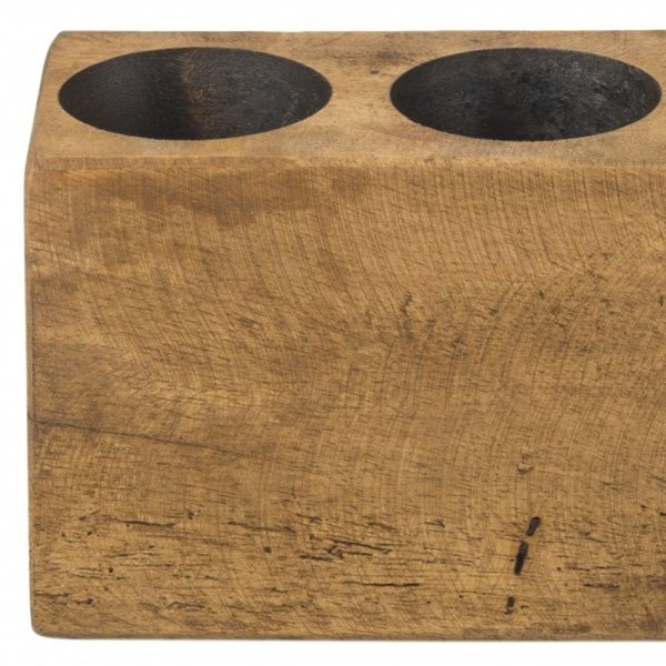 Distressed Maple Stain 3 Hole Sugar Mold Candle Holder - Image 3