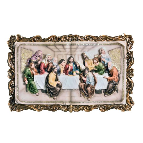 29" Rustic Gold Polyresin Last Supper Decorative Plaque Sculpture - Image 3