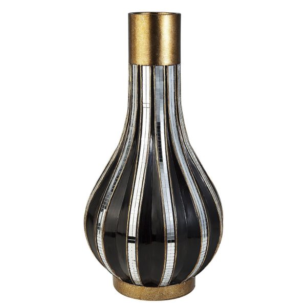 16" Gold and Black Striped Bud Polyresin Table Vase - Image 3