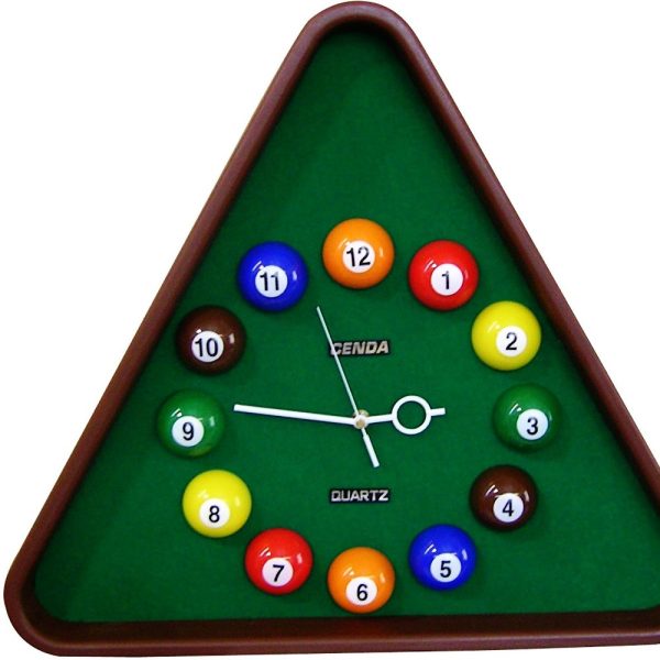 21" Triangle Green Resin Analog Billiards Wall Clock - Image 2