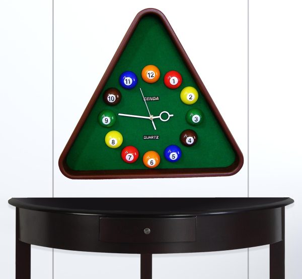 21" Triangle Green Resin Analog Billiards Wall Clock - Image 3