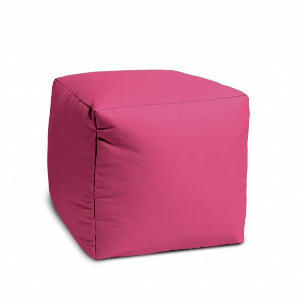 17" Cool Bright Hot Pink Solid Color Indoor Outdoor Pouf Ottoman - Image 2