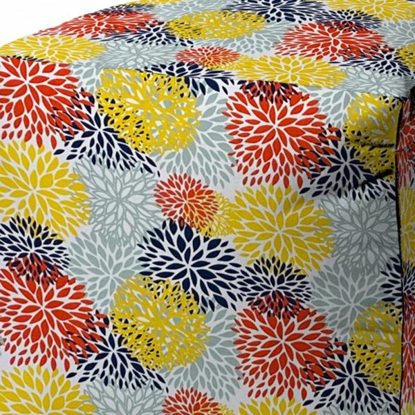 17" Green Polyester Cube Floral Indoor Outdoor Pouf Ottoman - Image 3