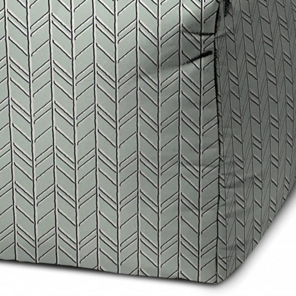17" Green Polyester Cube Geometric Indoor Outdoor Pouf Ottoman - Image 3