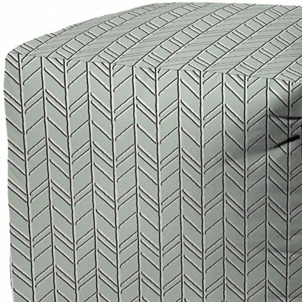 17" Green Polyester Cube Geometric Indoor Outdoor Pouf Ottoman - Image 3