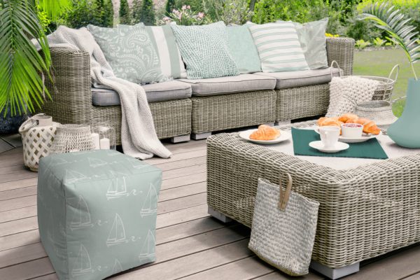 17" Green Polyester Cube Indoor Outdoor Pouf Ottoman - Image 3