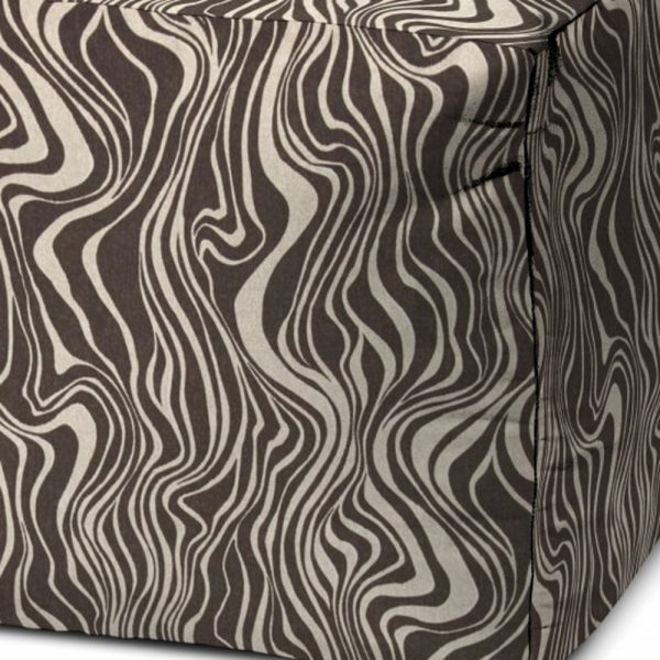 17" Brown Polyester Cube Abstract Indoor Outdoor Pouf Ottoman - Image 3