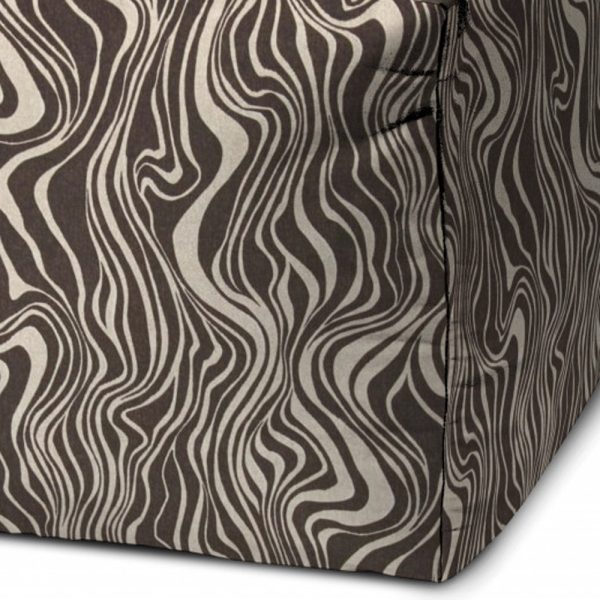 17" Brown Polyester Cube Abstract Indoor Outdoor Pouf Ottoman - Image 3