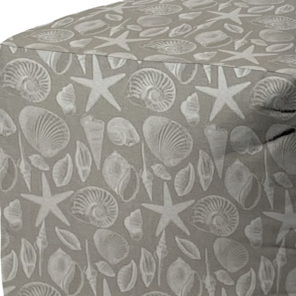 17" Gray Polyester Cube Indoor Outdoor Pouf Ottoman - Image 3