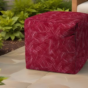 17" Pink Polyester Cube Striped Indoor Outdoor Pouf Ottoman