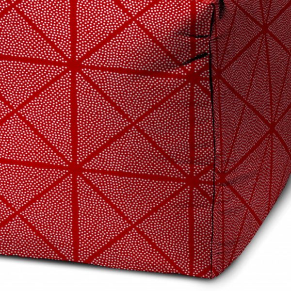 17" Red Polyester Cube Geometric Indoor Outdoor Pouf Ottoman - Image 3