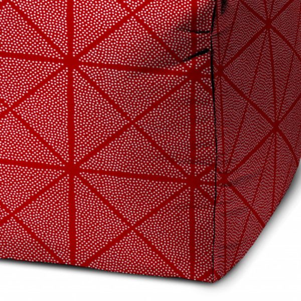 17" Red Polyester Cube Geometric Indoor Outdoor Pouf Ottoman - Image 3