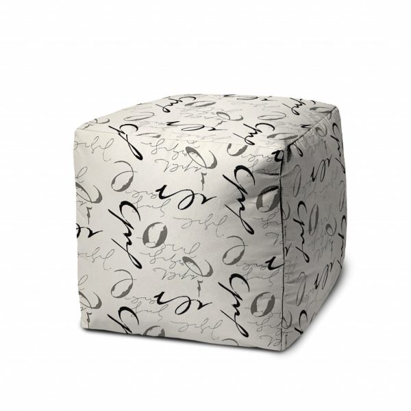17" Gray Polyester Cube Indoor Outdoor Pouf Ottoman - Image 2