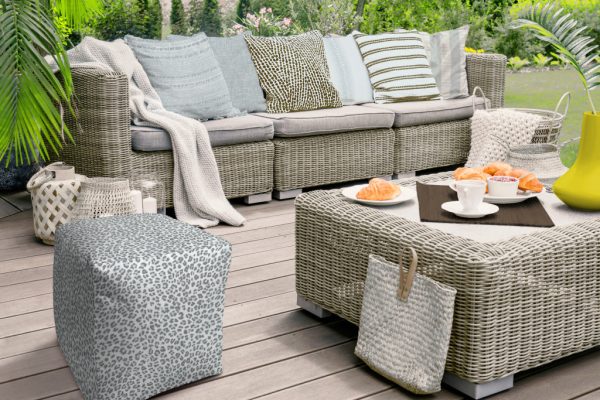 17" Blue Polyester Cube Ombre Indoor Outdoor Pouf Ottoman - Image 3