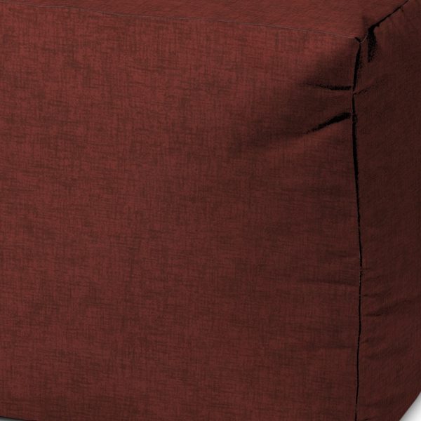 17" Red Polyester Cube Indoor Outdoor Pouf Ottoman - Image 3