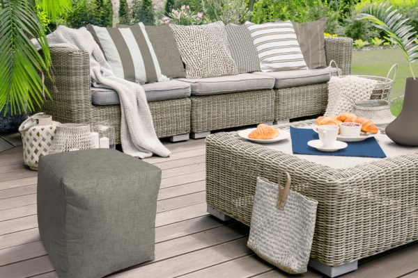 17" Taupe Cube Indoor Outdoor Pouf Cover - Image 3