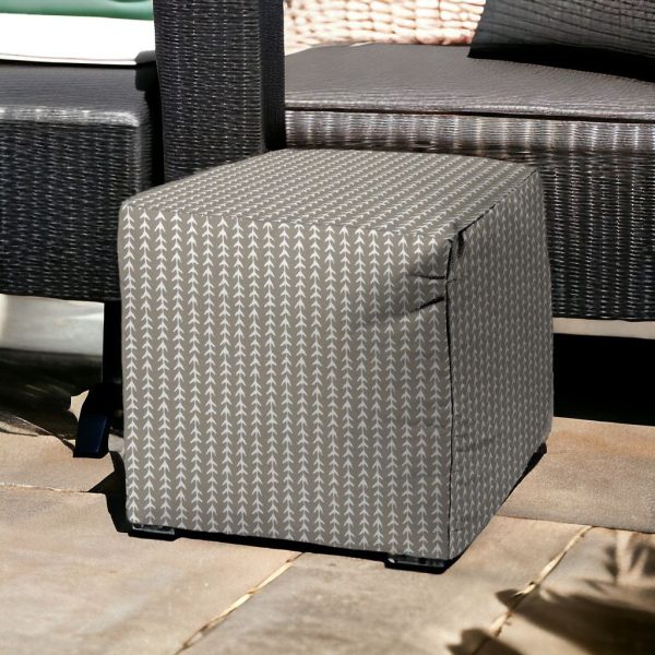 17" Taupe Cube Geometric Indoor Outdoor Pouf Cover - Image 2
