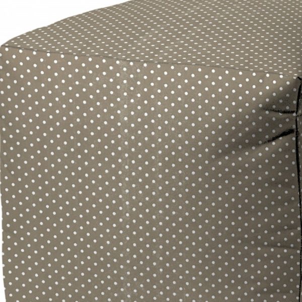 17" Taupe Cube Polka Dots Indoor Outdoor Pouf Cover - Image 3