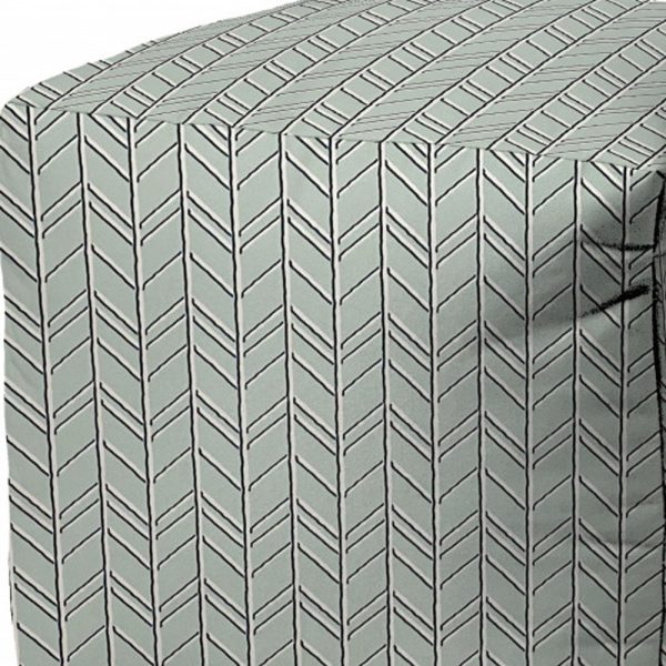 17" Green Cube Geometric Indoor Outdoor Pouf Cover - Image 3