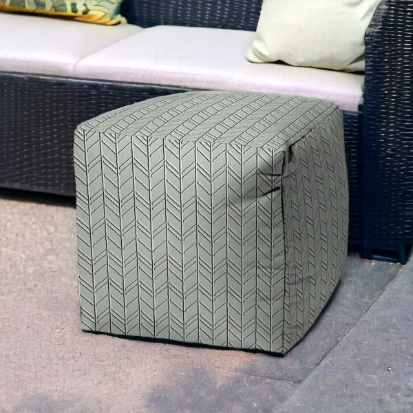 17" Green Cube Geometric Indoor Outdoor Pouf Cover - Image 2