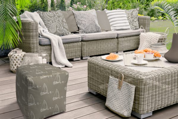 17" Taupe Cube Indoor Outdoor Pouf Cover - Image 3