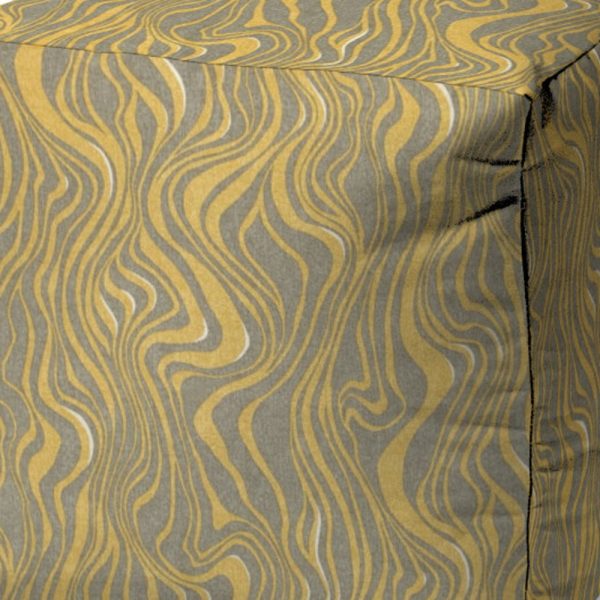 17" Yellow Cube Abstract Indoor Outdoor Pouf Cover - Image 3