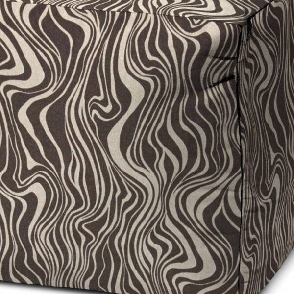 17" Brown Cube Abstract Indoor Outdoor Pouf Cover - Image 3