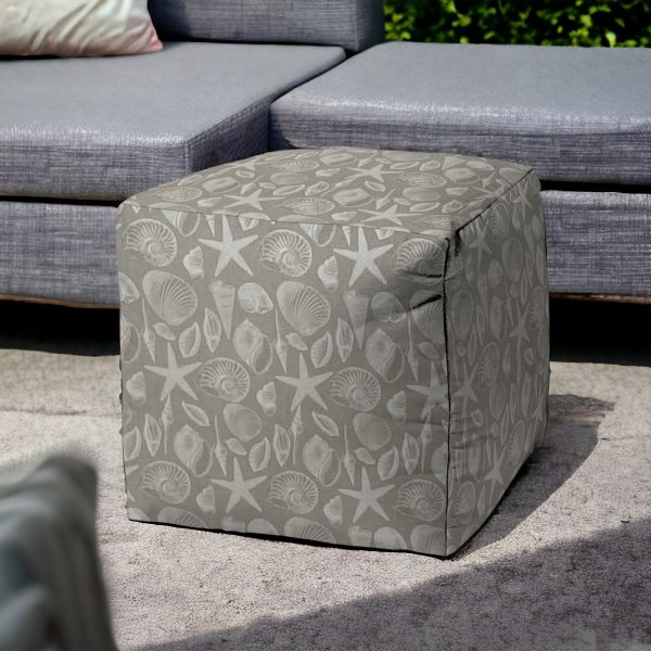 17" Gray Cube Indoor Outdoor Pouf Cover - Image 2
