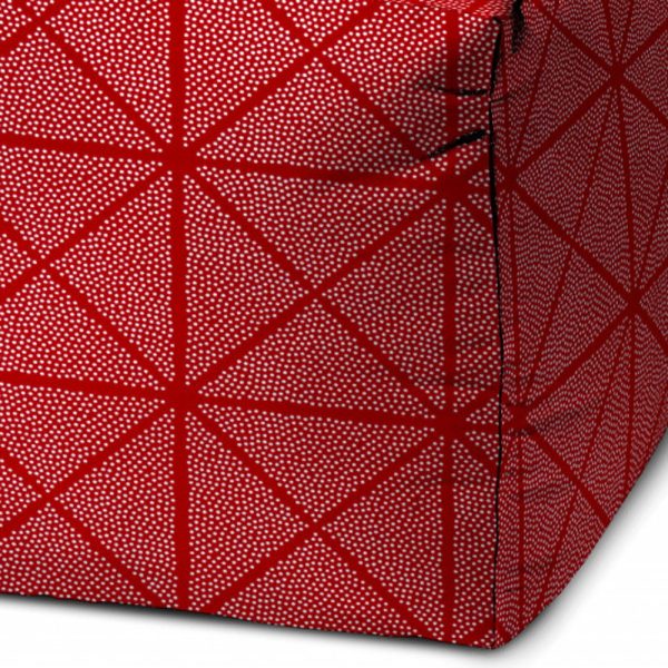 17" Red Cube Geometric Indoor Outdoor Pouf Cover - Image 3