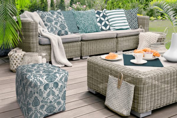 17" Turquoise Cube Indoor Outdoor Pouf Cover - Image 3