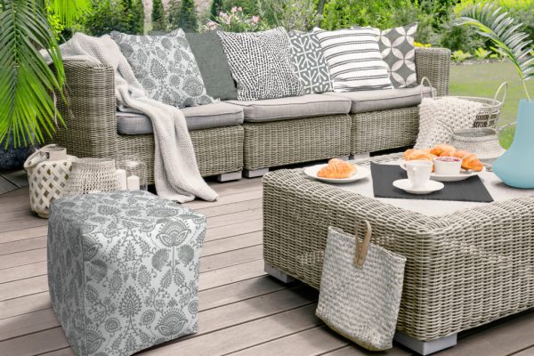 17" Gray Cube Indoor Outdoor Pouf Cover - Image 3