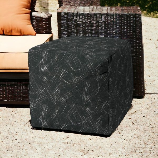 17" Gray Cube Indoor Outdoor Pouf Cover - Image 2