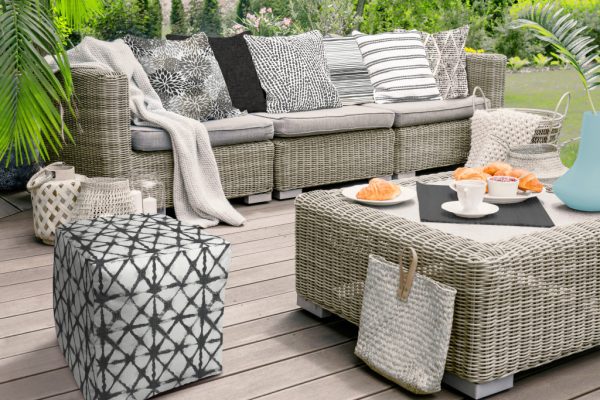 17" Gray Cube Indoor Outdoor Pouf Cover - Image 3