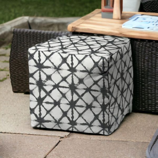 17" Gray Cube Indoor Outdoor Pouf Cover - Image 2