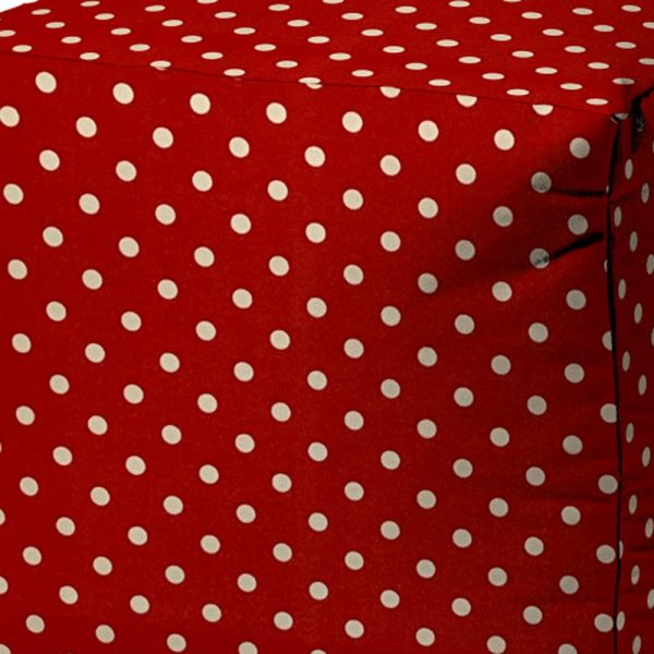 17" Red Cube Polka Dots Indoor Outdoor Pouf Cover - Image 3