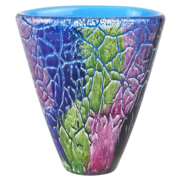 8" Blue and Green Murano Glass Abstract Oval Table Vase - Image 2