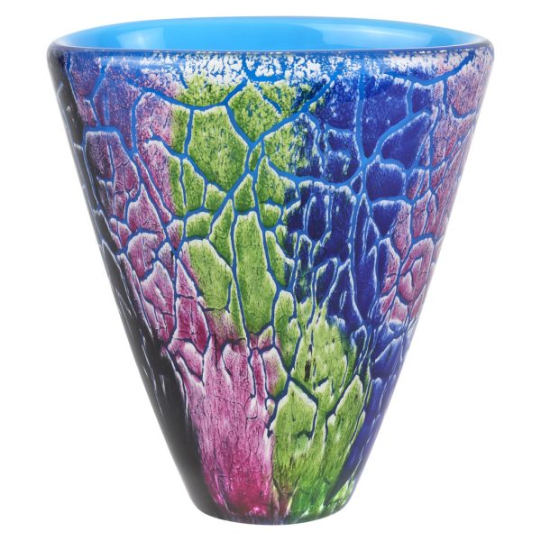 8" Blue and Green Murano Glass Abstract Oval Table Vase - Image 3