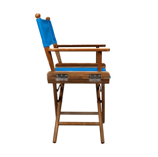 23" Blue and Natural Wood Solid Wood Indoor Outdoor Director Chair - Image 3