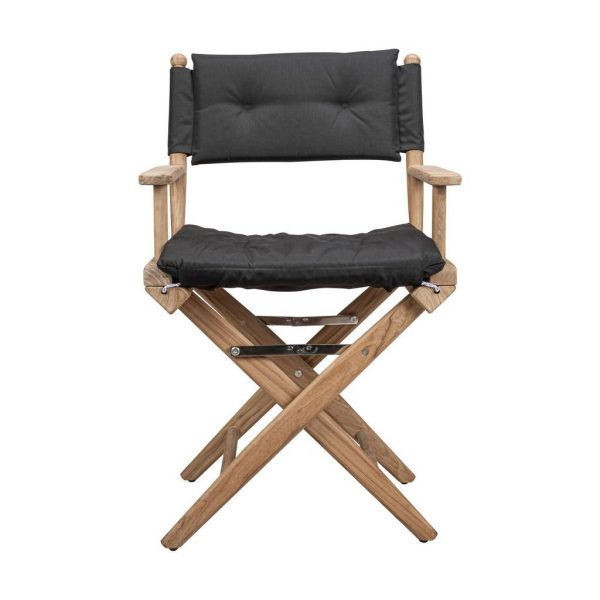 23" Black and Brown Solid Wood Indoor Outdoor Director Chair with Black Cushion - Image 2