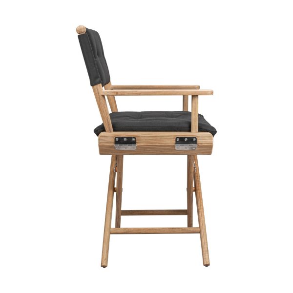 23" Black and Brown Solid Wood Indoor Outdoor Director Chair with Black Cushion - Image 3