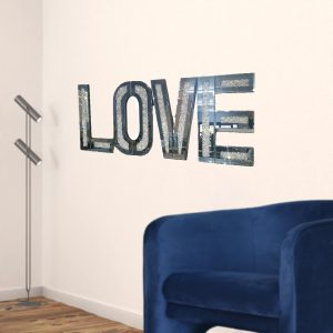 Silver Mirrored Mosaic Crystal Bling LOVE Wall Decor