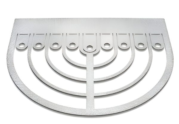 8" Silver Aluminum Floor Menorah Candle Holder