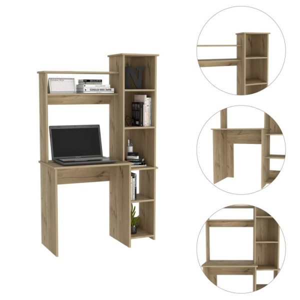 40" Natural Computer Desk With Hutch - Image 3