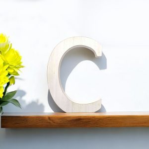 16" White Distressed Wood Letter C Tabletop Sculpture