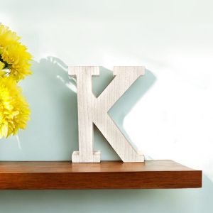 16" White Distressed Wood Letter K Tabletop Sculpture